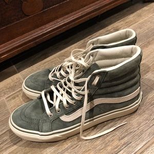 Women’s 9/Men’s 7.5 olive green high top vans